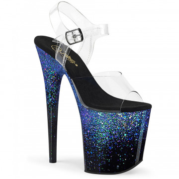 Pleaser FLAMINGO-808SS Clr/Blk-Blue Multi Glitter