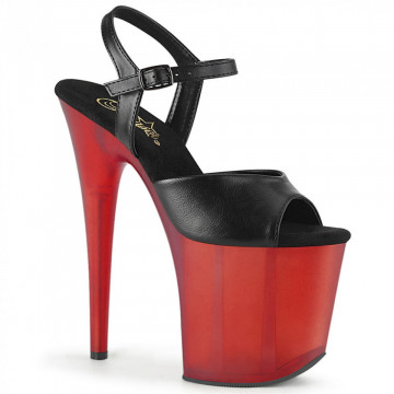 Pleaser FLAMINGO-809T Blk Faux Leather/Frosted Red