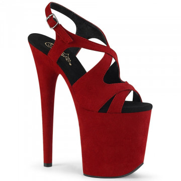 Pleaser FLAMINGO-831FS Red Faux Suede/Red Faux Sue