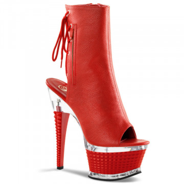 Pleaser ILLUSION-1018 Red Faux Leather/Red Matte