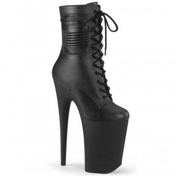 Pleaser INFINITY-1020PK Blk Faux Leather/Blk Matte