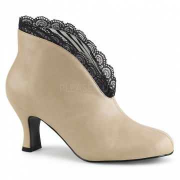 Pleaser Pink Label JENNA-105 Cream Faux Leather-Blk Lace