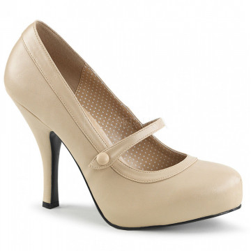 Pleaser Pink Label PINUP-01 Cream Faux Leather