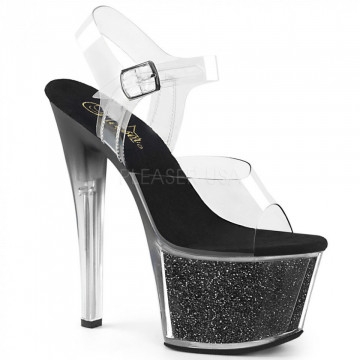 Pleaser SKY-308G-T Clr/Blk Glitter Inserts