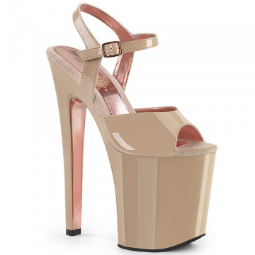Pleaser XTREME-809TT Nude Pat/Nude-Rose Gold Chrome