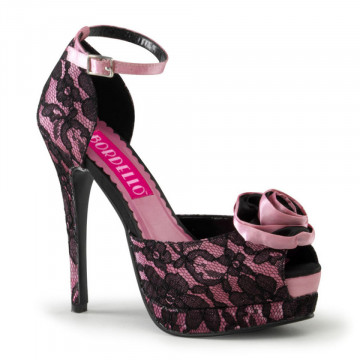 Bordello BELLA-17 H. Pink Satin-Blk Lace