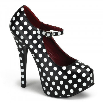 Bordello TEEZE-08 Blk Pu-Wht Polka Dots