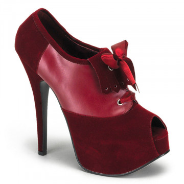 Bordello TEEZE-16 Burgundy Velvet-Burgundy Pu
