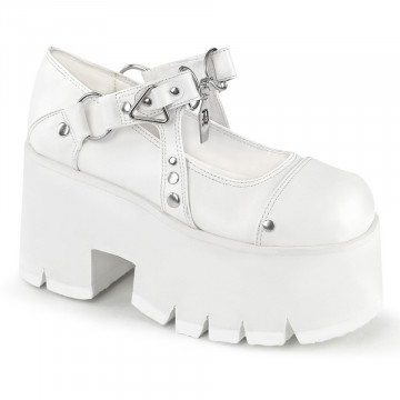Demonia ASHES-33 Wht Vegan Leather