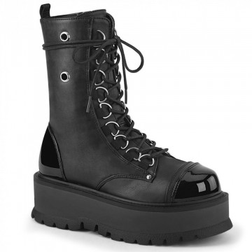 Demonia SLACKER-150 Blk Vegan Leather-Pat
