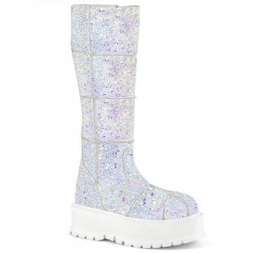 Demonia SLACKER-230 Wht Multi Glitter
