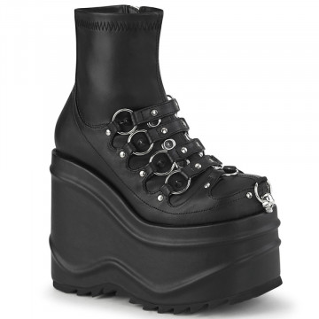 Demonia WAVE-110 Blk Stretch Vegan Leather