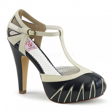 Pin Up Couture BETTIE-25 Blk-Cream Faux Leather