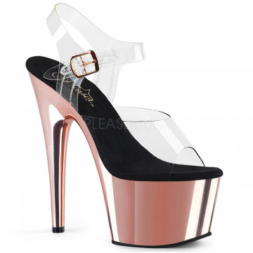 Pleaser ADORE-708 Clr/Rose Gold Chrome