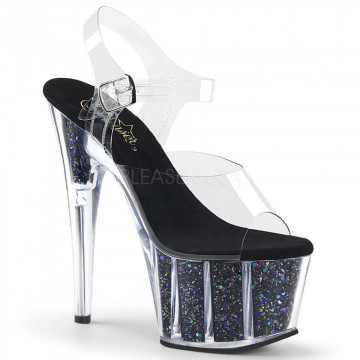 Pleaser ADORE-708CG Clr/Blk Confetti Glitter