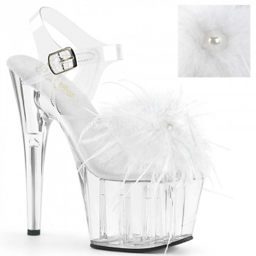 Pleaser ADORE-708MF Clr-Wht Feather/Clr