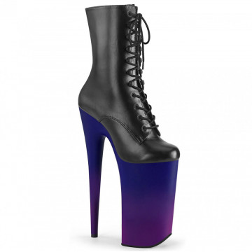 Pleaser BEYOND-1020BP Blk Faux Leather/Blue-Purple