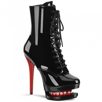 Pleaser BLONDIE-R-1020 Blk Pat/Blk-Red