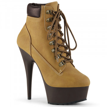 Pleaser DELIGHT-600TL-02 Tan Nubuck Faux Leather/D