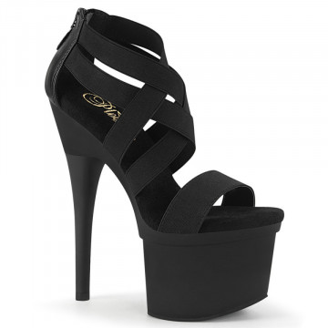 Pleaser ESTEEM-769 Blk Elastic Band-Faux Leather/B