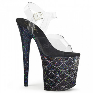 Pleaser FLAMINGO-808MSLG Clr/Blk Multi Glitter