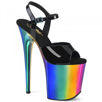 Pleaser FLAMINGO-809RC Blk Pat/Rainbow Chrome
