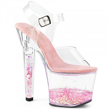 Pleaser LOVESICK-708GH Clr/Clr-Pink Glitters