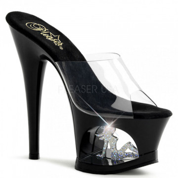 Pleaser MOON-701TG Clr/Blk-Slv