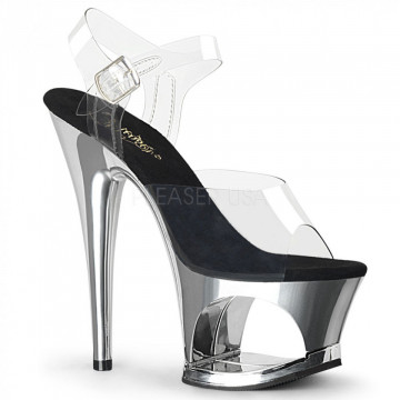 Pleaser MOON-708 Clr/Slv Chrome