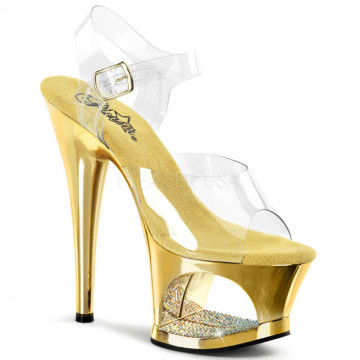 Pleaser MOON-708DMCH Clr/Gold Chrome