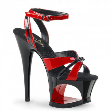 Pleaser MOON-728 Red-Blk Pat/Blk