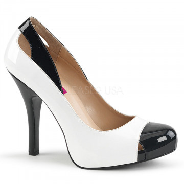 Pleaser Pink Label EVE-07 Wht-Blk Pat
