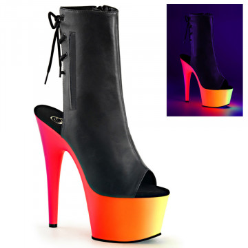Pleaser RAINBOW-1018UV7 Blk Faux Leather/Neon Multi