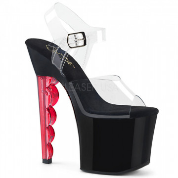 Pleaser SCALLOP-708 Clr/Blk-Red Tinted