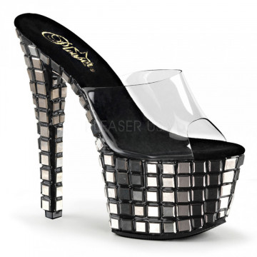 Pleaser SKY-301MR Clr/Blk-Pewter