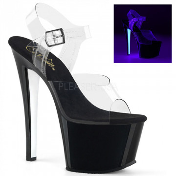Pleaser SKY-308TT Clr/Blk-Neon White