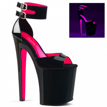 Pleaser XTREME-875TT Blk Pat-Neon H. Pink/Blk