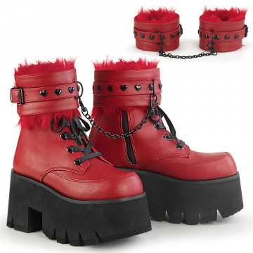 Demonia ASHES-57 Red Vegan Leather