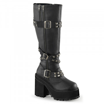 Demonia ASSAULT-203 Blk Vegan Leather
