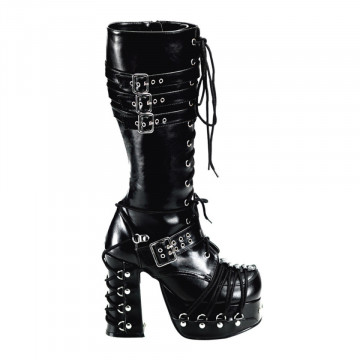 Demonia CHARADE-206 Blk Vegan Leather