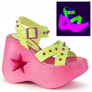 Demonia DYNAMITE-02 Neon Yellow Glitter/Pink