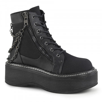 Demonia EMILY-114 Blk Canvas-Vegan Leather