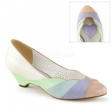 Pin Up Couture LULU-05 Whit-Mint Multi Faux Leathe