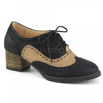 Pin Up Couture RUSSELL-34 Black-Tan Faux Leather