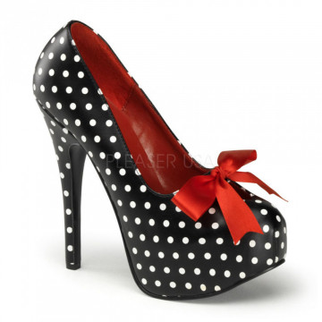 Pin Up Couture TEEZE-12-5 Blk Pu (Polka Dots Print)