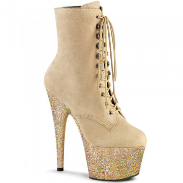 Pleaser ADORE-1020FSMG Beige Faux Suede/Beige Mult