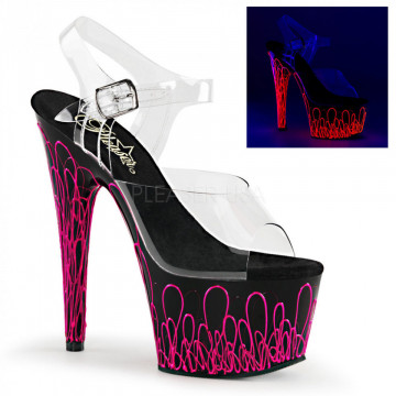 Pleaser ADORE-708UVL Clr/Blk-Neon Pink subito h24 37
