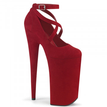 Pleaser BEYOND-087FS Red Faux Suede/Red Faxu Suede