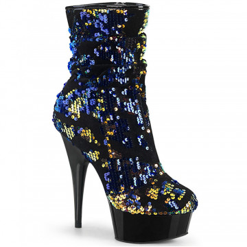 Pleaser DELIGHT-1004 Blue Iridescent Sequins/Blk