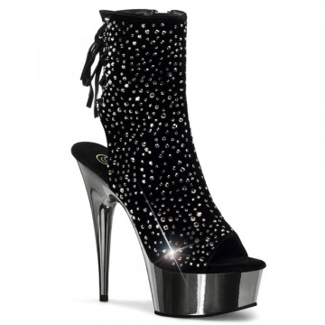 Pleaser DELIGHT-1018RS Blk Velvet-Pewter RS/ Pewter Chrome